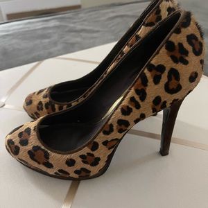 Ralph Lauren Stunning Leopard Haircalf Kidsuede Pumps Heels Size 5 1/2